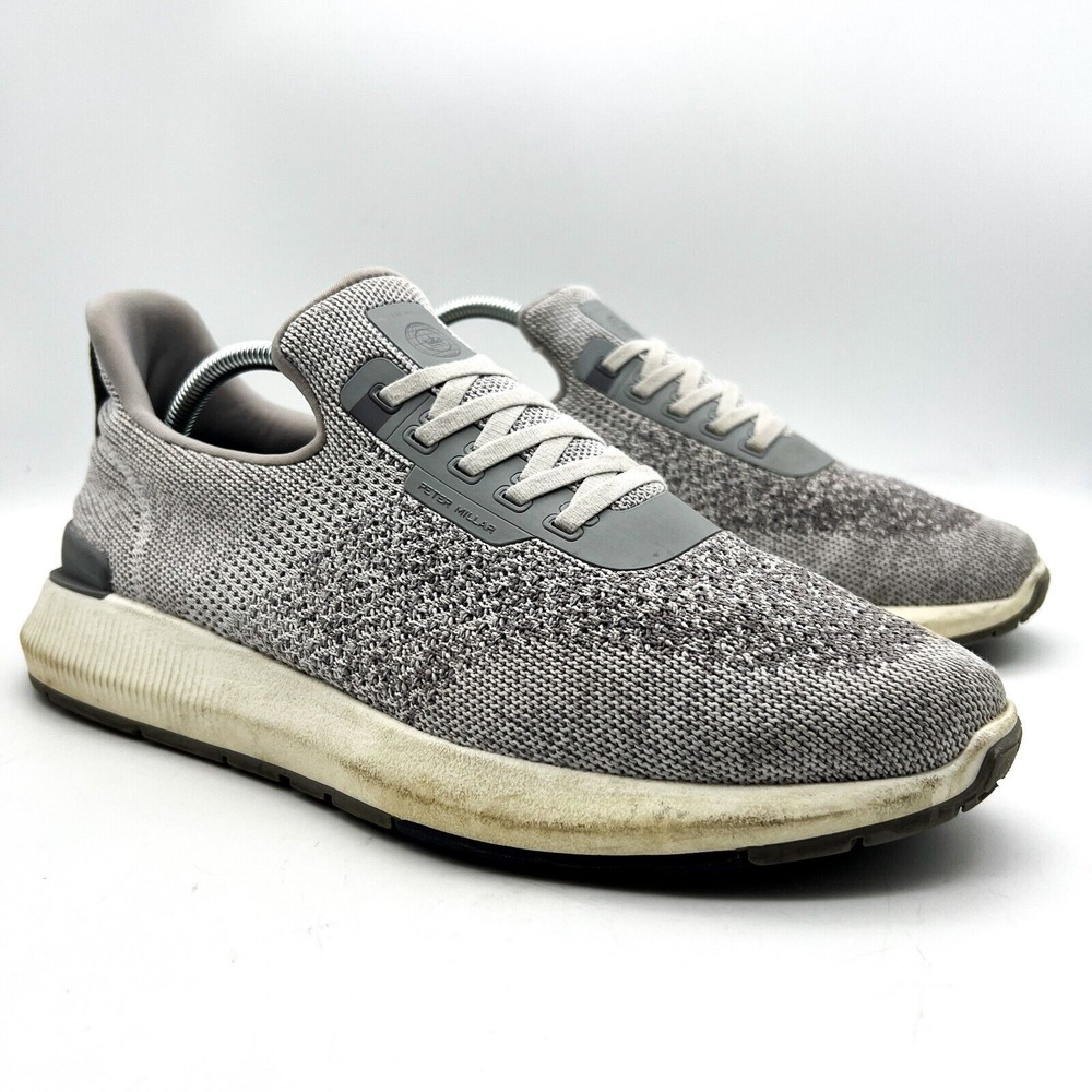 Peter Millar Hyperlight Apollo Shoes Mens 11 Gray Knit Slip On Casual Sneakers